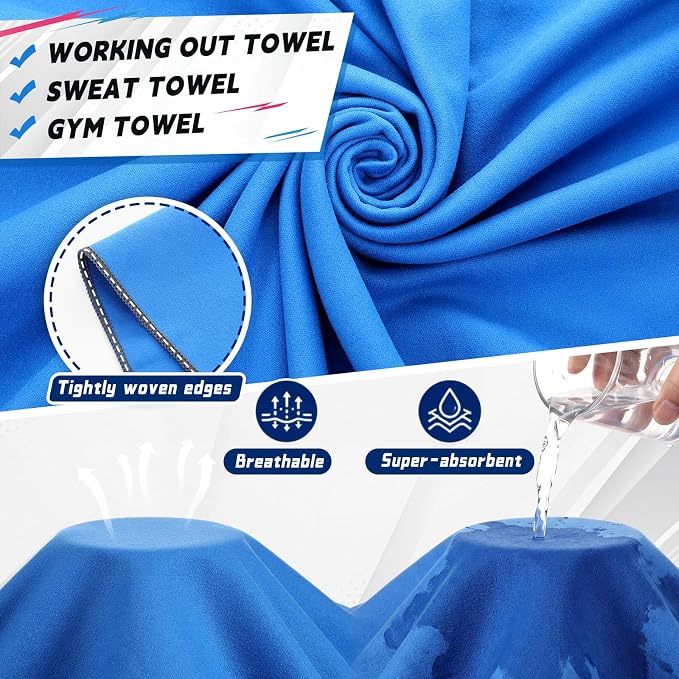 Mixweer 4 Pack Gym Microfiber Bath Towels 63"x32" Extra Large Shower Towel Lightweight Oversized Fast Drying Bathtowel for Gym Sports Travel Camping(Sky and Royal Blue, Gray, Lake Blue) - Image 3