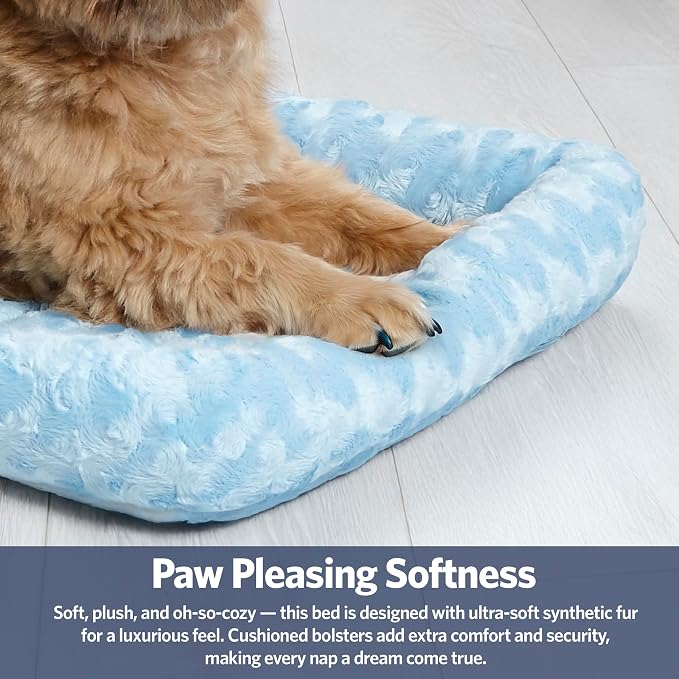 MidWest Homes for Pets QuietTime Fashion XXS Dog Bed – Blue Faux Fur Bolster, Ultra-Soft and Machine Washable, Fits 18-Inch Crates and Carriers, for Small Dogs and Cats (Pack of 2) - Image 5
