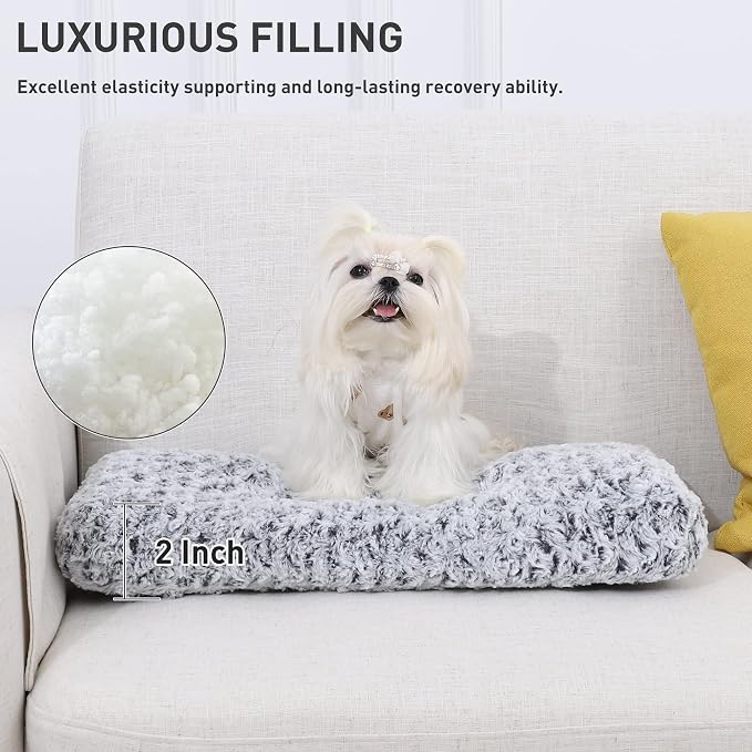 KSIIA Washable Dog Bed Deluxe Plush Dog Crate Beds Comfy Kennel Pad Anti-Slip Pet Sleeping Mat for Large, Jumbo, Medium, Small Dogs Breeds, 17" x 12", Gray - Image 3