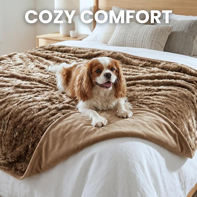 Waterproof Dog Blanket for Cats & Dogs, Washable Couch Cover, Reversible Furniture Protector Blanket, Large Soft Sherpa Fleece, Couch Protector, Pet Throw Blankets, 60" x 70" - Image 6