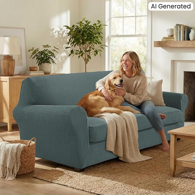 4 Piece Stretch Sofa Covers for 3 Cushion Couch, Non Slip Couch Covers for Sofa, Pet Couch Cover Washable, Couch Slipcover for Dogs, Kids (Sage Green), 91"-110" (3 Cushion XL Sofa) - Image 3
