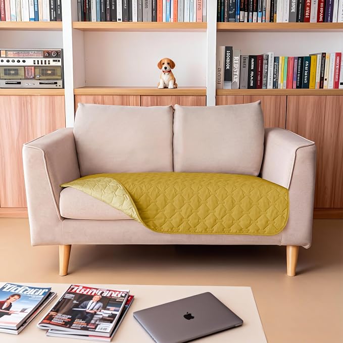 gogobunny 100% Double-Sided Waterproof Dog Bed Cover Pet Blanket Sofa Couch Furniture Protector for Puppy Large Dog Cat, Reversible (32x53 Inch (Pack of 1), Dark Yellow/Light Yellow) - Image 4