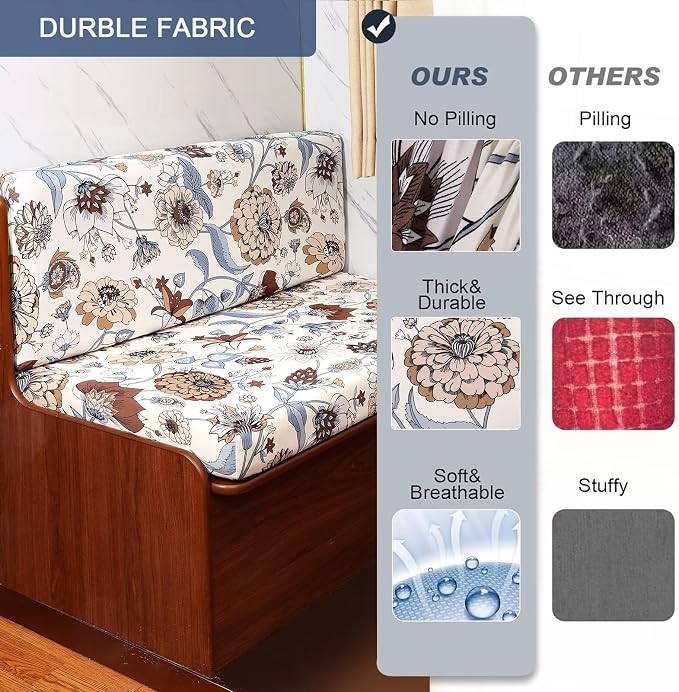 NILUOH RV Dinette Cushion Covers,Stretch Camper Cushion Slipcovers Replacement Sofa Cushions Washable Loveseat Slipcovers for Travel Trailer Couch (2 Bench Cover & 2 Backrest Cover, Color21) - Image 4