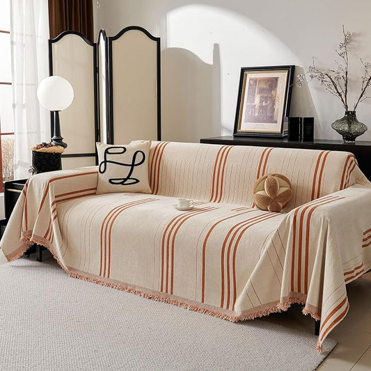 Boho Couch Covers for Sofa Washable Sofa Covers for 3 Cushion Couch Soft Non Slip Couch Covers for Sectional Sofa Dog Pet Furniture Protector﻿ (Orange, 71"*134") by Unknown