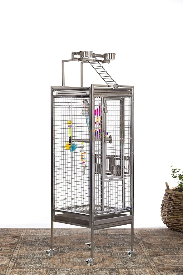 Prevue Pet Products Small Stainless Steel Playtop Bird Cage - Image 2