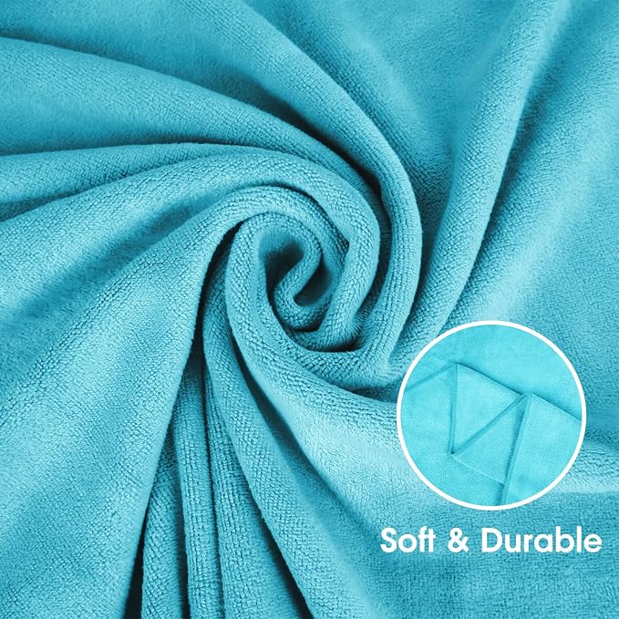 JML Microfiber Bath Towel Set, 27" x 55", 6 Pack, Purple/Grey/Light Blue | Extra Absorbent, Fast Drying, Lint Free, Fade Resistant, Hanging Loop, Multipurpose for Swimming, Fitness, Sport, Yoga - Image 4