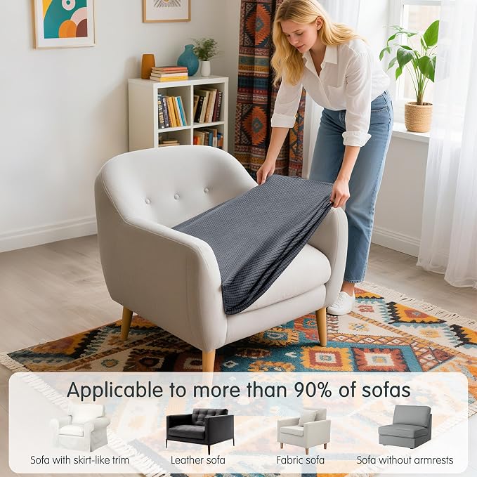 Hokway Stretch Couch Cushion Slipcovers Reversible Cushion Protector Slipcovers Sofa Cushion Protector Covers(Gray, Small) - Image 4