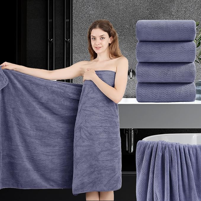 4 Piece Extra Large Bath Towel 35"x70" Oversized Bath Sheet Bath Towel Set for Bathroom Ultra Soft Cozy Highly Absorbent Quick Dry Bathroom Towel for Spa Gym Hotel,Shower Towel for Daily Use,Wedgewood by JessyHome