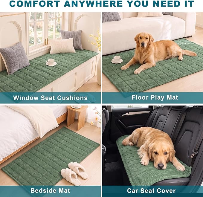 KRFOONN Couch Cover for Dogs Washable Sofa Covers for 3 Cushion Non-Slip Fuzzy Couch Cushion Covers Sofa Slipcovers Couches Furniture Protector with Elastic Straps for Dogs Pets Mat(Green,27.6" x 59") - Image 6