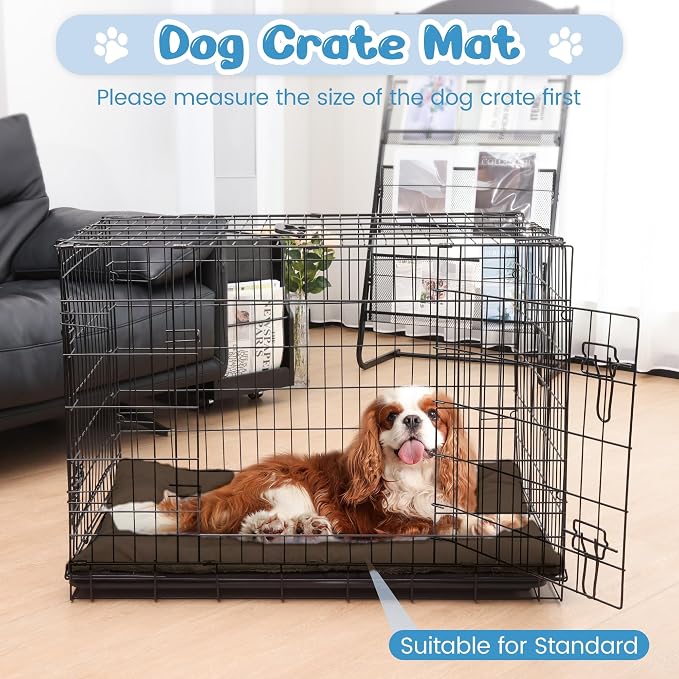 Dog Crate Pad 36 Inch, Washable Plush Crate Mat for Medium Dogs, Non Slip Kennel Pad for Metal Wire Crates, Cushioned Support for Indoor Use, Brown - Image 5