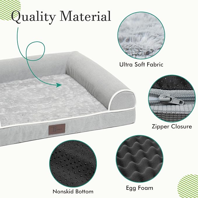 TJSOULER Orthopedic Dog Beds for Large Dogs,Waterproof Lined Egg Crate Foam Pet Bed Mat with Removable and Washable Cover and Non Slip Bottom,Dog Sofa Bed - Image 4