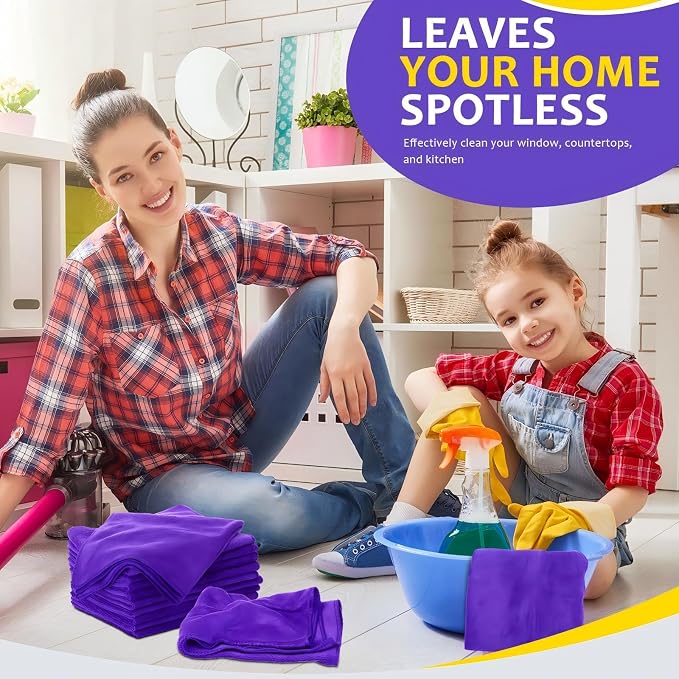 Nuenen Microfiber Cleaning Cloths for Cars 16 x 16 Inch Ultra Absorbent Car Towels Drying Reusable Cleaning Supplies House Kitchen Window Microfiber Towel(Purple,120 Pcs) - Image 5