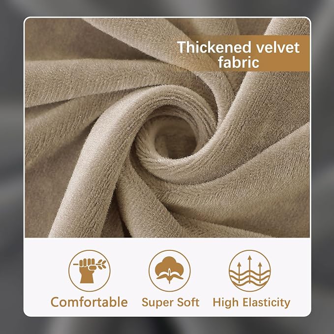 hyha Velvet Couch Cushion Covers, Sofa Covers for Cushion Couch Washable | Soft Plush Sofa Slipcover, Elastic Bottom, Non-Slip Wear Resistant Furniture Protector, Ideal For Pets & Kids, Chaise - Image 3