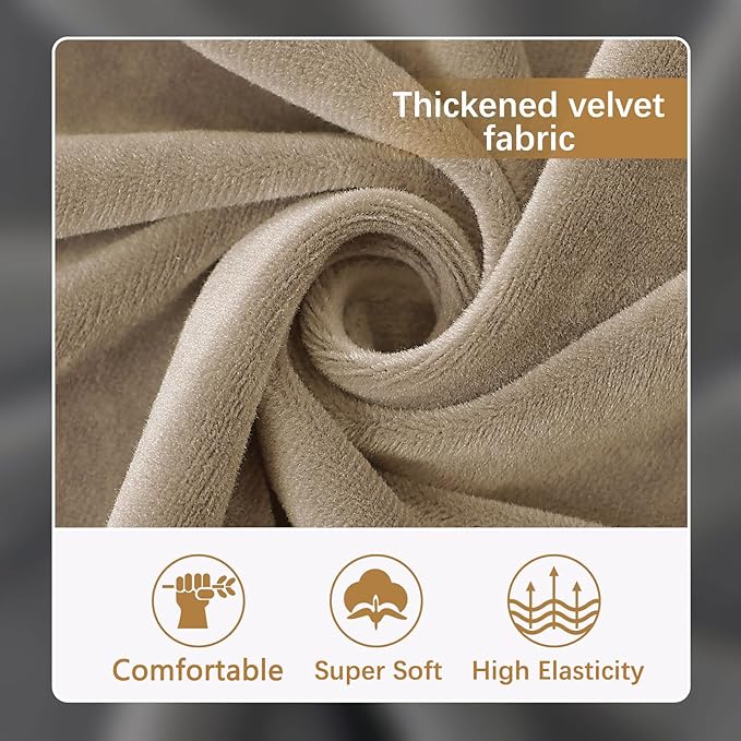 hyha Velvet Couch Cushion Covers, Sofa Covers for Cushion Couch Washable | Soft Plush Sofa Slipcover, Elastic Bottom, Non-Slip Wear Resistant Furniture Protector, Ideal For Pets & Kids, Chaise - Image 3