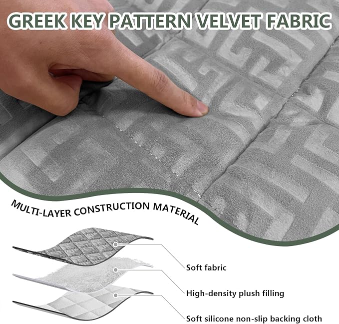 Paw Cart Couch Cover Caravan Quilted Sofa Topper Greek Key Pattern Washable Non Slip Soft Pet Protector for Any Type of Couch (Light Gray,W 83“ x D 28” 1 Piece) - Image 5