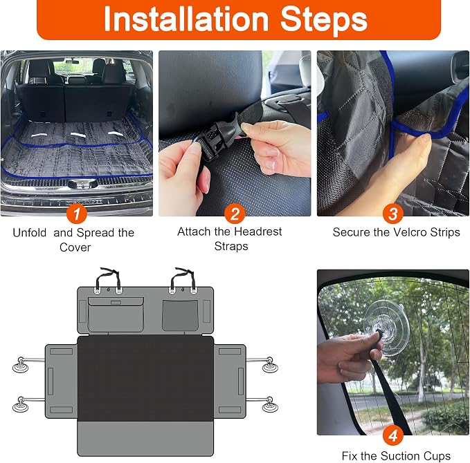 Reliadura SUV Cargo Liner for Dogs, Waterproof Pet Trunk Cover with Bumper Flap Protector, Non-Slip Scratchproof, Non-Slip Dog Seat Mat for SUVs, Large Size Cargo Liner Universal Fit Blue - Image 5
