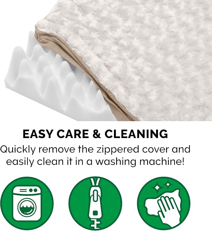Furhaven Orthopedic Dog Bed for Large Dogs w/ Removable Washable Cover, For Dogs Up to 95 lbs - Ultra Plush Faux Fur & Suede Mattress - Cream, Jumbo/XL - Image 8