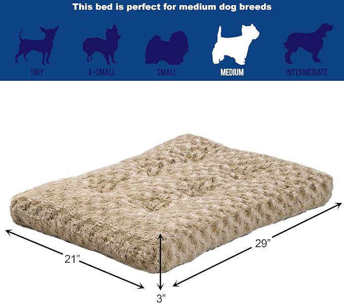 MidWest Homes for Pets Medium QuietTime Deluxe Mocha Ombré Swirl Plush Pet Bed, Machine Washable, Non-Skid Bottom, Soft Crate Mat for 30-inch Crates - Image 5