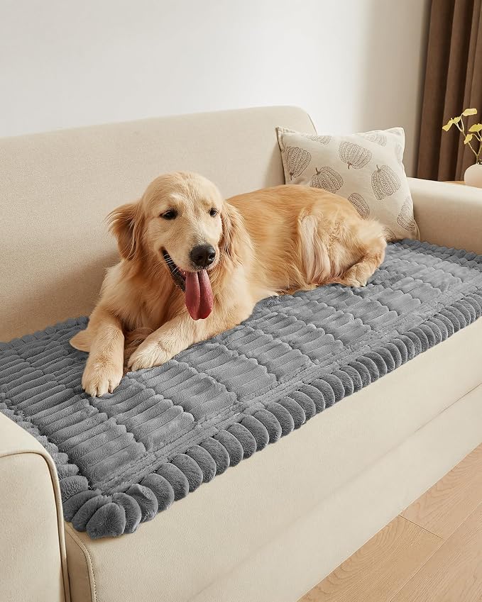 Couch Cover for Dogs Cats, Non Slip Washable Pet Sofa Protector, Plush | Polyester plush, non-slip silicone, machine washable, sofa sectional loveseat recliner, fur scratches muddy paws protection - Image 6