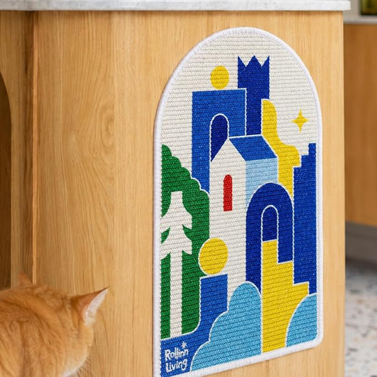 Wall Mounted Sisal Cat Scratcher Mat, Cat Scratch Pad, Natural Sisal Scratcher for Couch, Space Saving Cat Scratching Mat for Indoor Cats (Castle, Large) by RollinnLiving