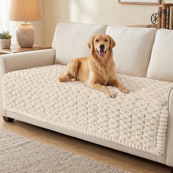 Smiry Non Slip Couch Covers for Dogs, Scratch Resistant Pet Sofa Protector | Machine Washable Soft Fuzzy Thick Furniture Cover for Sofa Loveseat Sectional Large Dogs, Apricot, 43" x 63" by Smiry
