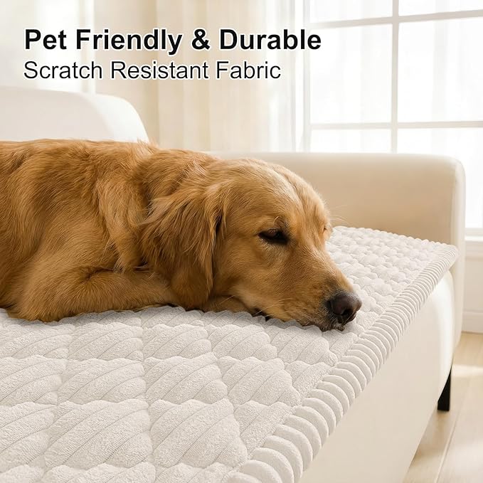 Smiry Couch Cover for Dogs Washable, Non Slip Fuzzy Pet Sofa Protector | Soft Thick Furniture Cover for Sofa, Loveseat and Sectional, Scratch & Pet Hair Resistant (White, 27.6" x 59") - Image 3