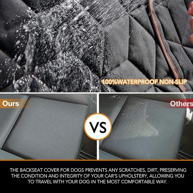 Petiza Dog Car Seat Cover for Back Seat, Heavy-Duty Non-Slip Waterproof Car Bench Protector for Pets,Compatible with Middle Armrests ，Dog Seat Cover Universal for Cars Trucks and SUVs - Image 9