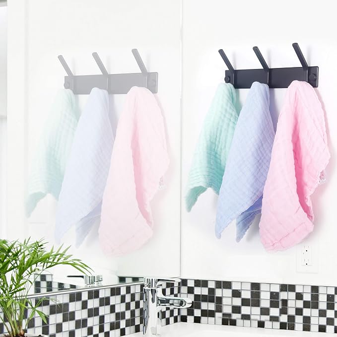 WEBI Coat Rack Wall Mounted,5 Coat Hooks for Hanging Coats,Heavy Duty Metal Double Hook Rack Hook Rail Coat Hanger Wall Mount for Clothes Entryway Jacket,Black,2 Packs - Image 8