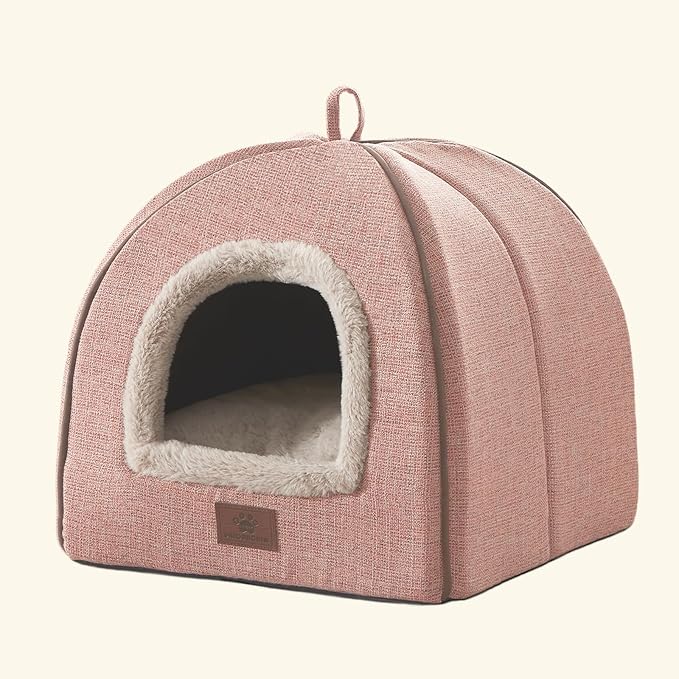 Cat Beds for Indoor Cats - Cat House Cats Tent with Removable Washable Cushioned Pillow, Soft and Self Kitten beds,Pet Bed((Large,Pink) by WINDRACING