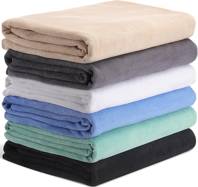 Mixweer 6 Pcs Oversized Bath Towels, 40 x 80 Inch Giant Microfiber Jumbo Bath Sheets Soft Bathroom Microfiber Quick Dry Absorbent Shower Towels for Spa Camping Beach(Multicolor) - Image 3
