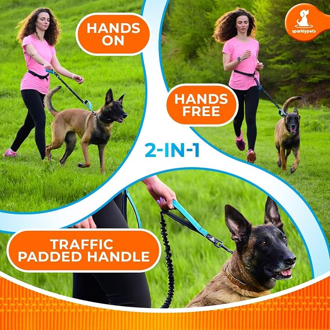 SparklyPets - Hands Free Dog Leash with Reflective Stitches - Waist Leash for Female Dog Walking, Hiking, Training, Jogging, Canicross, Running - Medium & Large Dogs, Gradient Pink - Image 6