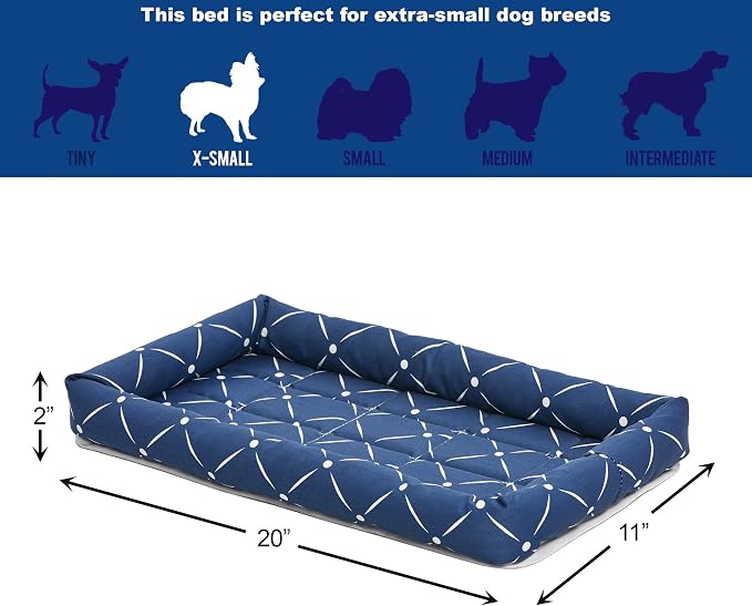 MidWest Homes for Pets 40222-BLD Quiet Time Couture Ashton Bolster Pet Bed, Small Dog/22, Blue - Image 5