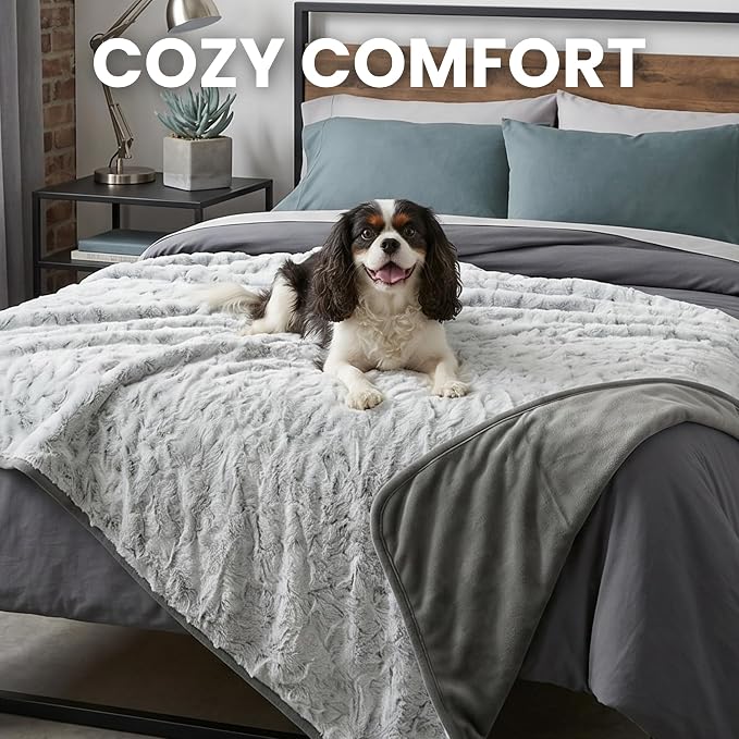 Waterproof Dog Blanket for Cats & Dogs, Washable Couch Cover, Reversible Furniture Protector Blanket, Large Soft Sherpa Fleece, Couch Protector, Pet Throw Blankets, 60" x 70" - Image 6