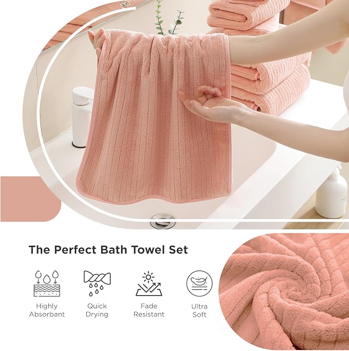 18 Piece Family Bath Towel Set Include 6 Bath Towels,6 Hand Towels and 6 Washcloths Soft Bathroom Towel with Hanging Loops,Highly Absorbent Quick Dry Towels Set for Bathroom,Hotel and Spa-Orange - Image 6
