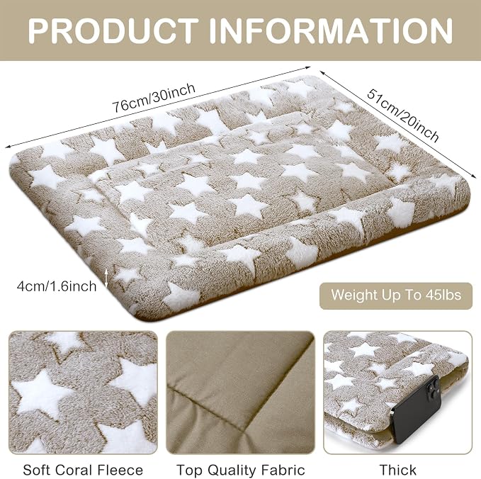 VitalCozy 4 Pcs Dog Crate Pads, Ultra Soft Warm Washable Anti-Slip Kennel Bed Mat for Pets, Reversible, Replaceable, Cage Liner for Small Medium Large Dogs and Cats(20 x 30 x 1.6 Inch,Star,Apricot) - Image 2