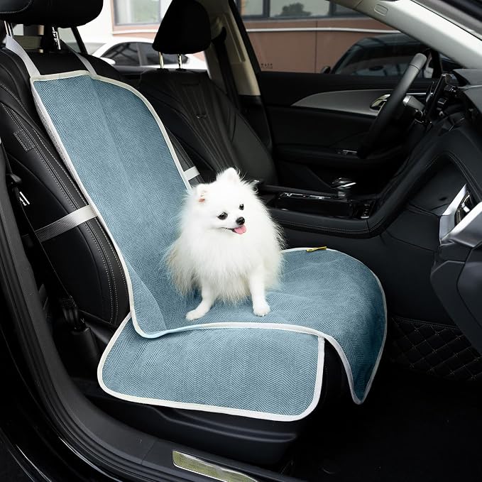 FUNNY FUZZY Dog Car Seat Cover for Front Seat, Dog Seat Cove Waterproof, Scratchproof Non-Slip Car Seat Protector, Universal Fit Most Cars, SUVs, Trucks, Blue by FUNNYFUZZY