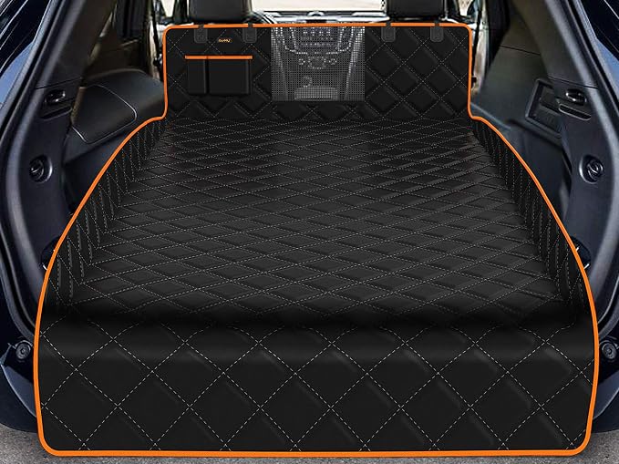 Dog Cargo Liner for Large SUV, Waterproof Dog Cargo Cover with Bumper Flap Protection Durable Car Trunk Mat for Pets Keep Your Vehicle Trunk Clean Universal Fit X-Lager SUV Car Seat Cover by iBuddy