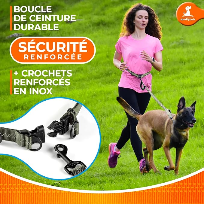 SparklyPets - Hands Free Dog Leash with Reflective Stitches - Waist Leash for Medium & Large Dogs Walking, Hiking, Training, Jogging, Canicross, Running - Image 7