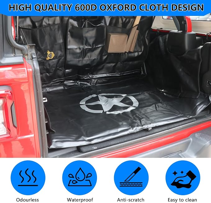 Dog Car Seat Cover for 2007-2025 Jeep Wrangler JK JL 4 Door Waterproof Cargo Liner Car Seat Protector Heavy Duty Scratch Proof Dog Hammock with Nonslip Bottom, Star - Image 6