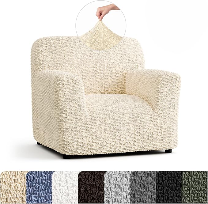 PAULTO BY GA.I.CO. Stretch Sofa Slipcovers – Soft Elastic Fabric Couch Cover for Armchair Loveseat 3-Seater & 4-Seater Sofa Cover – Non-Slip Furniture Protector Washable - Cream (21"-39" Wide) by PAULATOBYGAICO