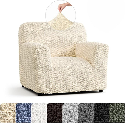 PAULTO BY GA.I.CO. Stretch Sofa Slipcovers – Soft Elastic Fabric Couch Cover for Armchair Loveseat 3-Seater & 4-Seater Sofa Cover – Non-Slip Furniture Protector Washable - Cream (21"-39" Wide) by PAULATOBYGAICO