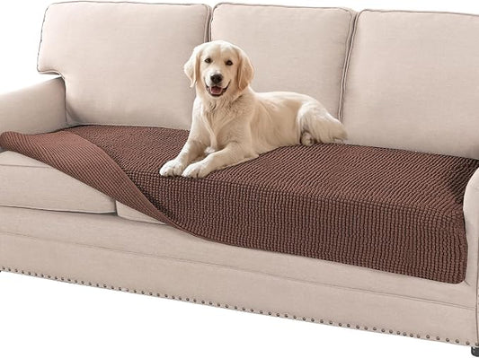 Flamingo P Chenille Dog Bed Cover Thick Large Couch Cover for Dogs Washable Pet Sofa Cover Protector Non-Slip Couch Covers for 3 Cushion Couch Furniture Cover Pet Friendly, 35" x82" Caramel by FlamingoP