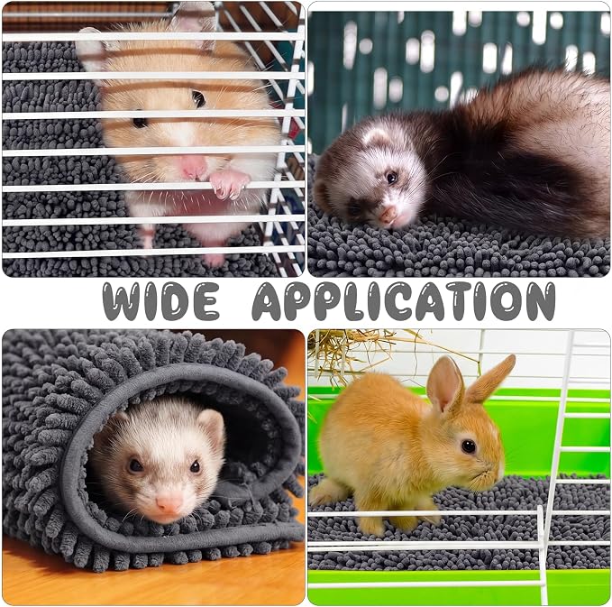 Amylove 4 Pcs Guinea Pig Cage Liner 12 x 12 Inch Washable Shaggy Chenille Pee Pads Pet Dog Cat Bedding Training Mat Reusable for Small Animals Puppy Bunny Hamster Chinchilla - Image 6