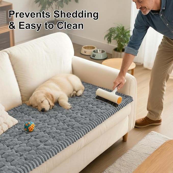 Smiry Non Slip Couch Covers for Dogs, Scratch Resistant Pet Sofa Protector | Machine Washable Soft Fuzzy Thick Furniture Cover for Sofa Loveseat Sectional Large Dogs, Grey, 27.6" x 70.9" - Image 6