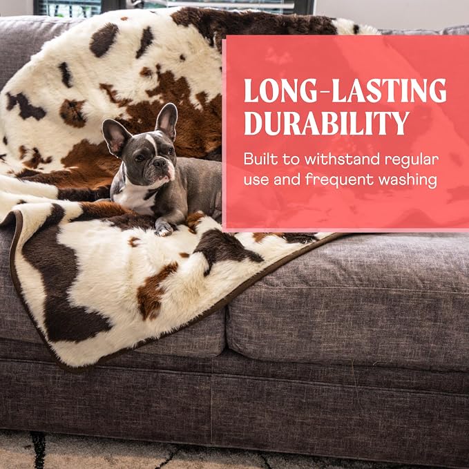 PAW BRANDS PupProtector Waterproof Throw Blanket, Brown Cowhide, 60x50 | Waterproof, machine washable — protects couches, beds & car seats - Image 6