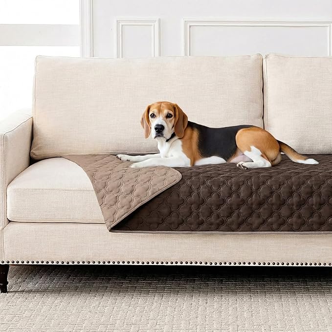 FunFurry Waterproof Dog Blanket, Couch Cover for Dogs Washable, Reversible Dog Bed Cover, Couch Furniture Protector. (Dark＆Light Brown, 30 X 53 Inch - 1 Pack) by FUNUPFURRYLIFE
