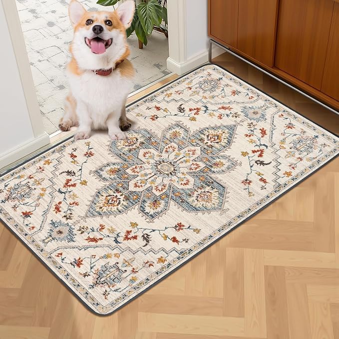 SCLOSE Washable Pee Pad for Dogs, 32" x 24" Reusable Puppy Pads Waterproof Dog Rugs, Super Absorbent, Leakproof, Dog Crate Pad, Playpen Mat, Whelping Pads, White Medallion - Image 2