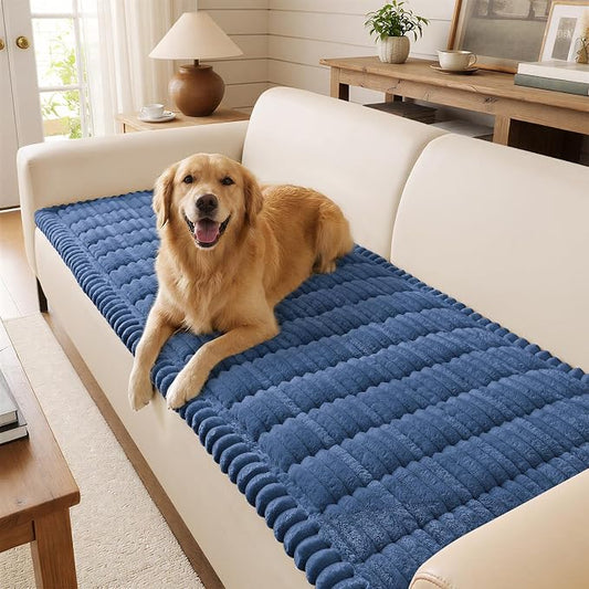 decorUhome Couch Cover for Dogs, Non Slip Fuzzy Thick Pet Sofa Protector | Pet Friendly, Couch Covers for Sofa, Machine Washable, Fits Backrest Cushions & 2-Cushion Sofa, Navy Blue, 27.6" x 47" by decorUhome