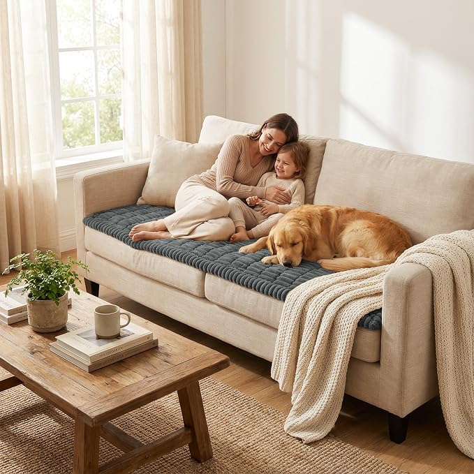 Smiry Couch Cover for Dogs, Non Slip Washable Sofa Protector for Pets | Soft Furniture Cover for Leather & Fabric Couches, Cozy Protect Against Fur, Dirt & Messes, Pet Friendly, 27.6"x95" - Image 6
