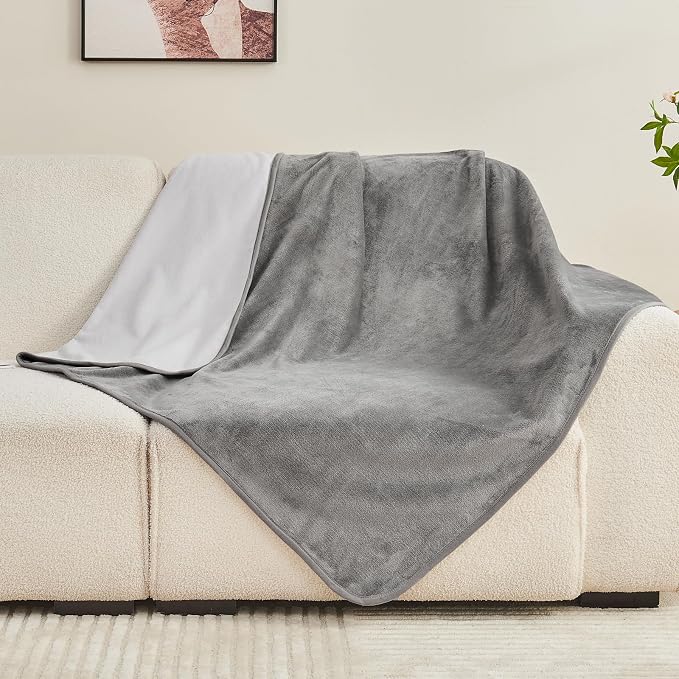 Waterproof Blanket 40"x60" for Adults Pets, Grey/Light Grey | Reversible Waterproof Bed Cover for Dogs Cats Pets, Soft Leakproof Blanket for Bed Couch Sofa, Furniture Protector by Yaning